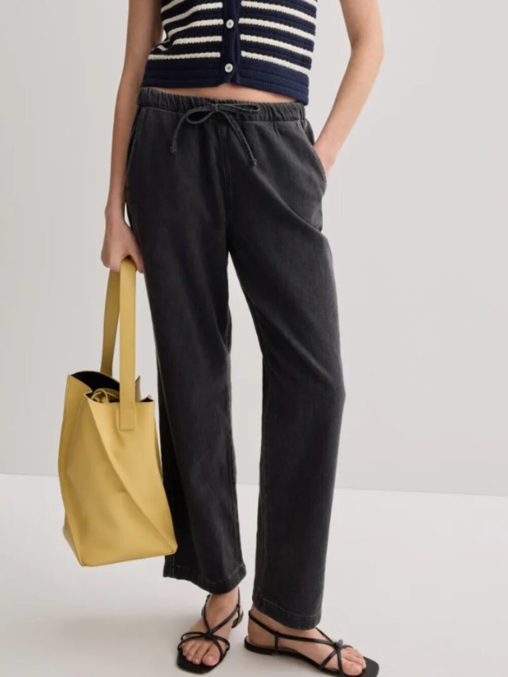Marine Layer Black Denim Drawstring Pants